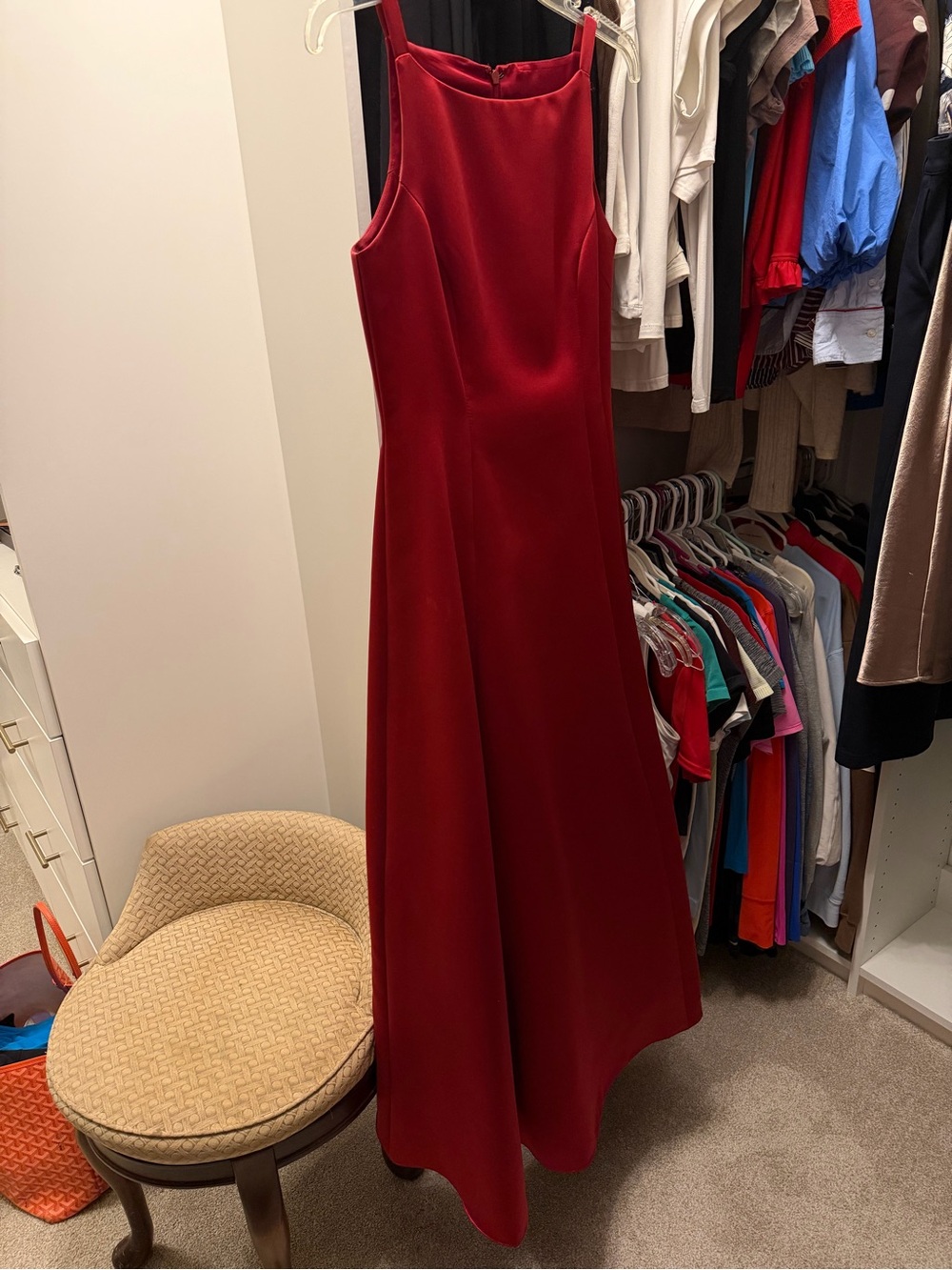 Betsy & Adam Red Satin Formal Gown Size 6